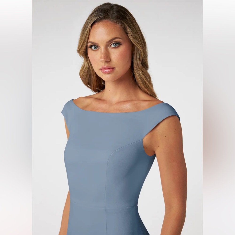 NWT Azazie Nicolina Slate Blue Dress - Picture 5 of 8